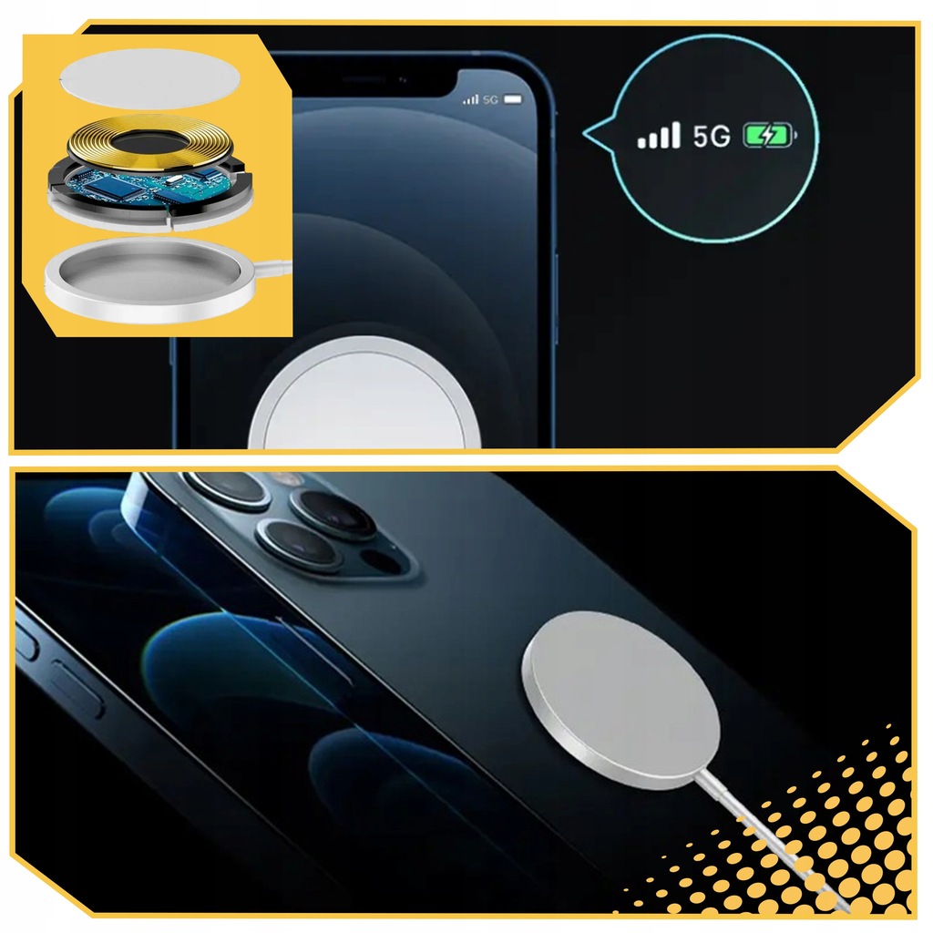 ŁADOWARKA INDUKCYJNA BEZPRZEWODOWA DO MAGSAFE IPHONE 12 13 14 15 SZYBKA 15W Stan opakowania oryginalne